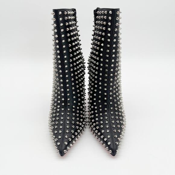 Christian Louboutin Black Condora Booty Spiked Leather Heeled Ankle Boots EU 40 - Picture 8 of 15